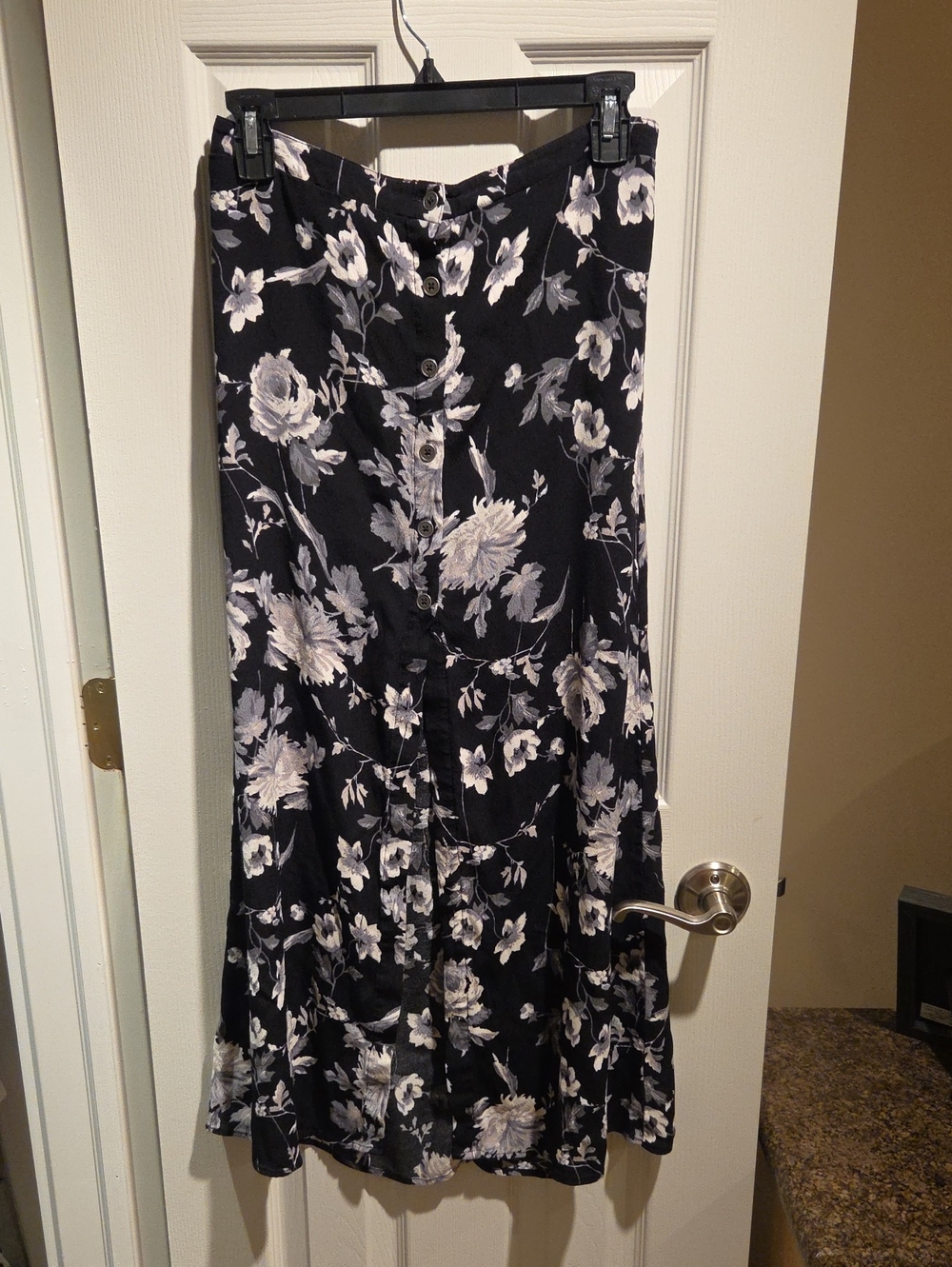 wild fable Black Floral Button-Front Maxi Skirt